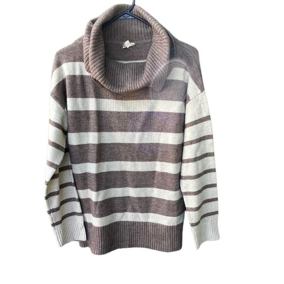 Hem & Thread size L oversized taupe cream sweater - Picture 1 of 6